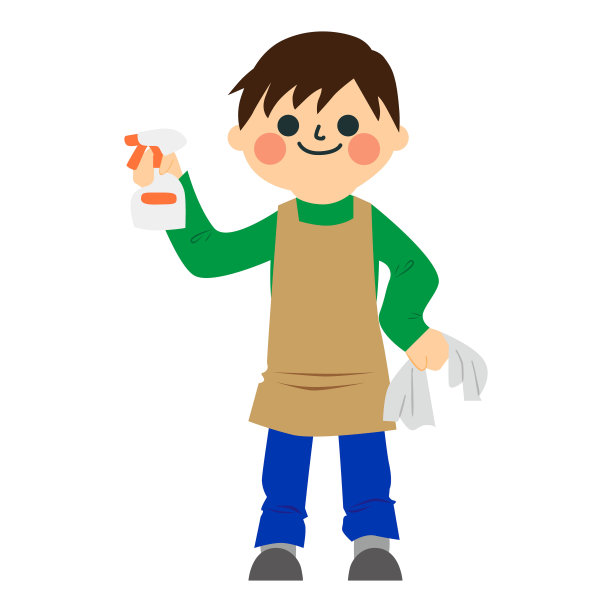 做家务的男孩。图片下载