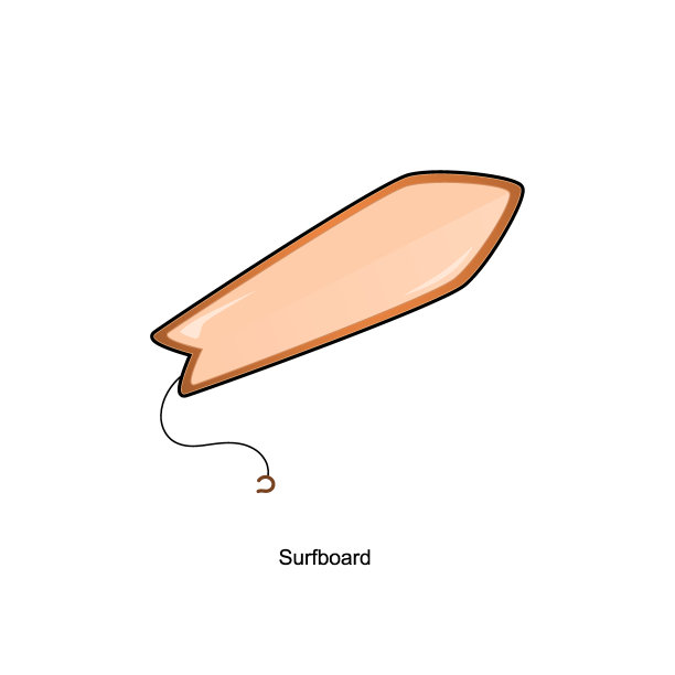 冲浪板平面插图与轮廓图片下载