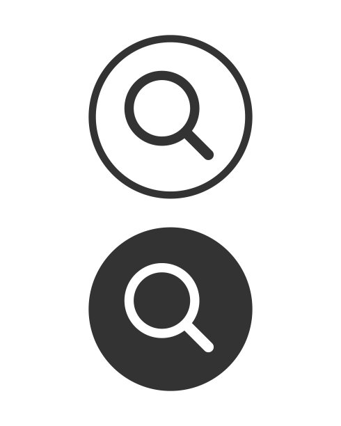 放大镜图标。搜索和缩放符号。放大的信号。放大镜标志。Web应用程序和界面圆形按钮。矢量插图形象。孤立在白色背景上。图片下载