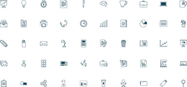 办公和业务线风格图标设置图片下载