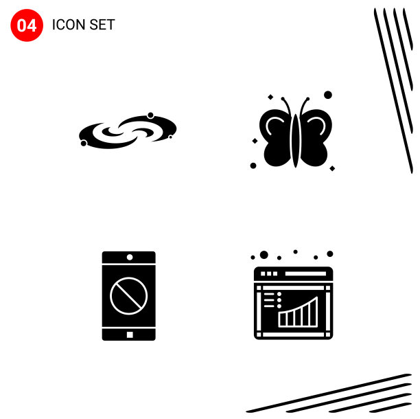 在固体样式像素中收集4个图标图片下载