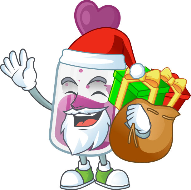 圣诞老人紫色药水卡通盒礼物图片下载