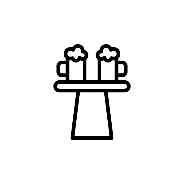 吧台，啤酒图标。简单的线条，勾勒出国际啤酒日图标的矢量元素，用于ui和ux，网站或手机应用图片下载