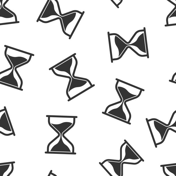 沙漏图标在平面风格。沙漏矢量插图在白色孤立的背景。钟表无缝花纹经营理念。图片下载