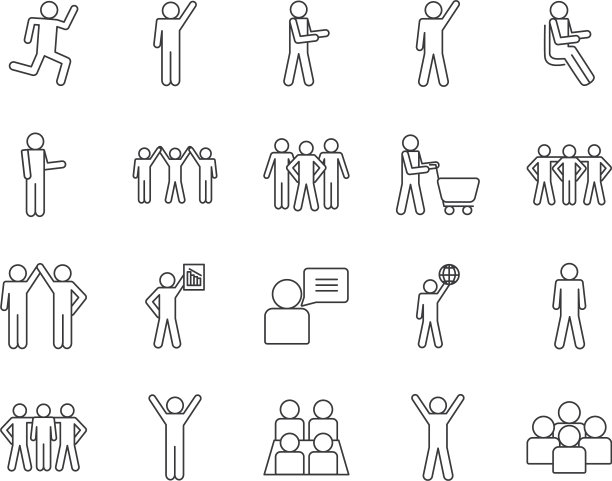 孤立的头像线条风格图标集设计图片下载