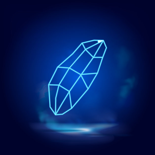 宝石符号霓虹灯图标。蓝色烟雾效果蓝色背景图片下载