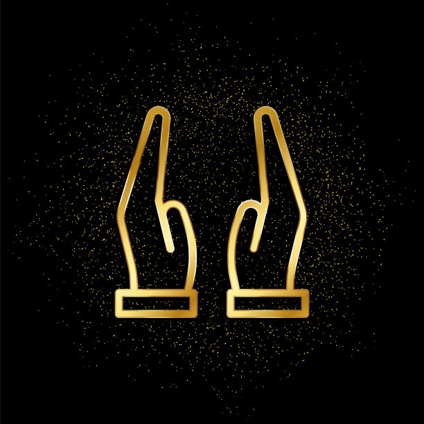 祈祷黄金图标。矢量插图的金色粒子背景..精神概念矢量插图图片下载