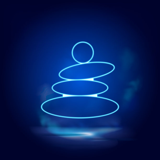 热石头象征霓虹象征。蓝色烟雾效果蓝色背景图片下载