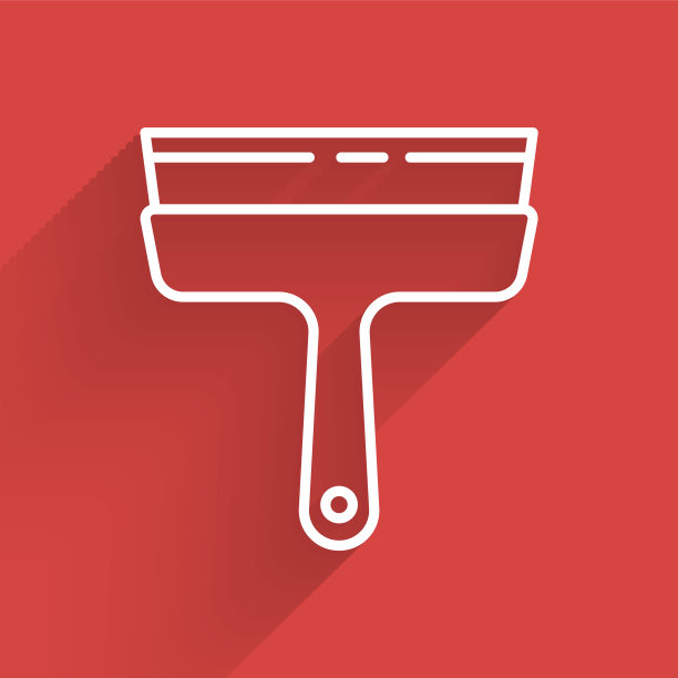 白色线清洁服务与橡胶清洁剂的窗户图标隔离与长阴影。刮刀,刮刀,刮水器。矢量图图片下载