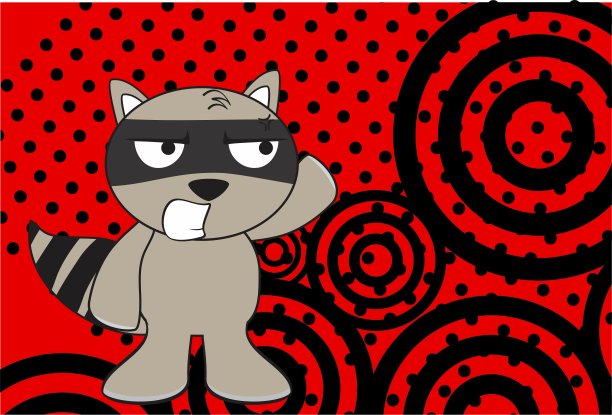 卡哇伊愤怒的浣熊卡通表情背景图片下载