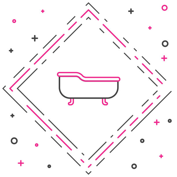 Line Bathtub图标隔离在白色背景上。色彩斑斓的轮廓的概念。矢量图图片下载