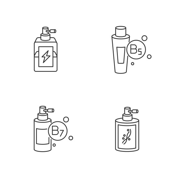 头发油像素完美的线性图标设置。奇异的猴面包树果提取物。护理头发的澳洲坚果。可自定义细线轮廓符号。孤立矢量大纲插图。可编辑的中风图片下载