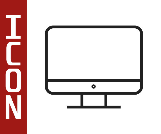 黑线计算机显示器屏幕图标隔离在白色背景上。电子装置。前视图。矢量图图片下载