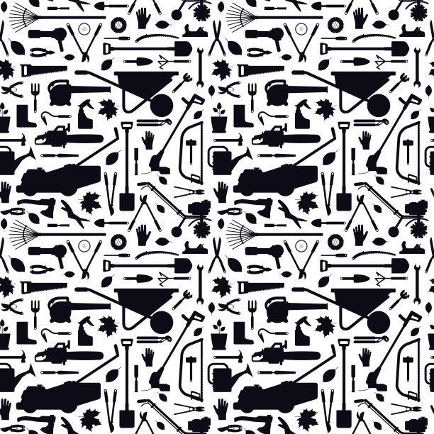 无缝模式与园艺工具图片下载