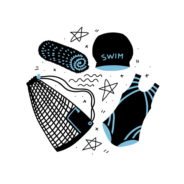 套网眼袋，毛巾，女式泳衣，泳帽图片下载