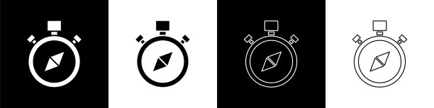 将指南针图标隔离在黑白背景上。迎风玫瑰导航符号。风玫瑰标志。矢量图图片下载