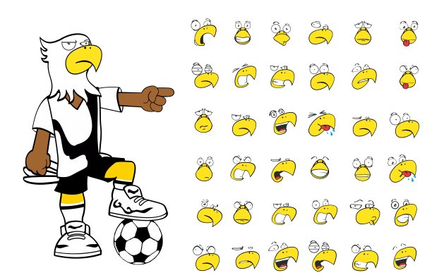 有趣的小鹰卡通足球制服表情集合5图片下载