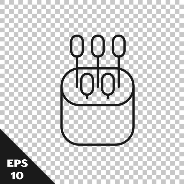 用棉签摘除耳朵图标，置于透明背景上。矢量图图片下载