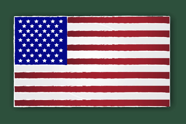 美国国旗在绿色背景上的垃圾摇滚风格。向量垃圾模板的象征美国。股票的照片。图片下载