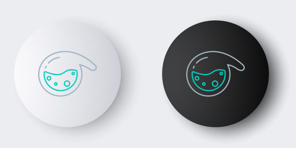 线试管和烧瓶化学实验室测试图标隔离在灰色背景上。实验室玻璃器皿。色彩斑斓的轮廓的概念。向量图片下载