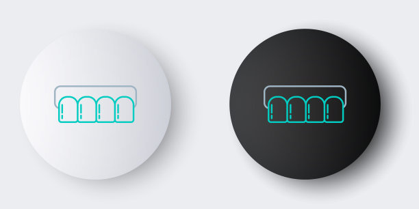 线义齿模型图标孤立在灰色背景上。上颚的牙齿。牙科的概念。色彩斑斓的轮廓的概念。向量图片下载