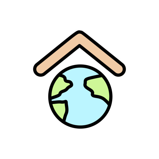 地球上,屋顶图标。简单的颜色与轮廓向量元素的地球日图标，用于用户界面和用户体验，网站或移动应用程序图片下载