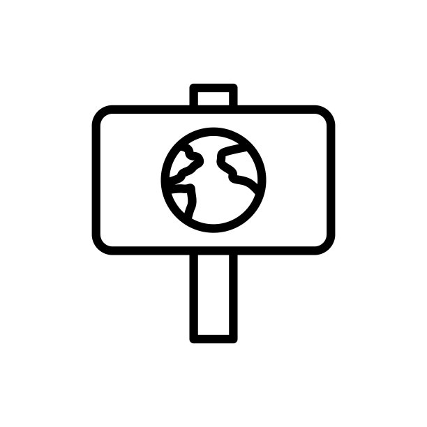 地球指示牌图标：用于UI和UX的地球母亲日图标的简单线条轮廓矢量元素，网站或移动应用程序图片下载