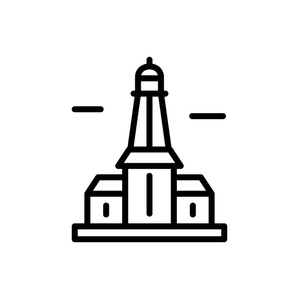 波兰,灯塔图标。简单的线条，轮廓矢量元素的图标，用户界面和用户体验，网站或移动应用程序图片下载