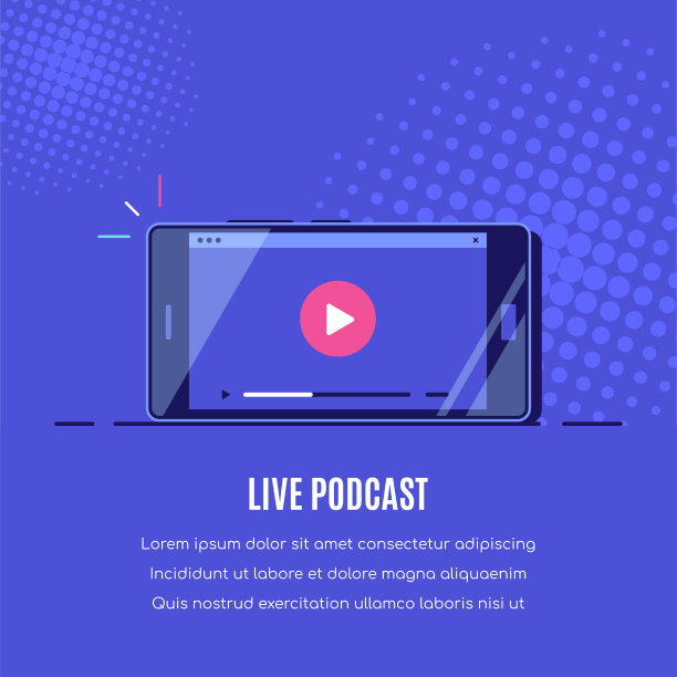直播播客的横幅设计，平面风格的矢量插图图片下载