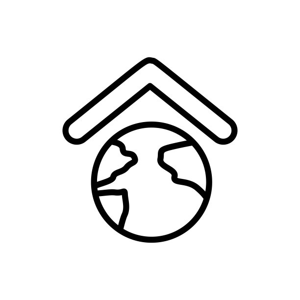 地球上,屋顶图标。简单的线条，轮廓向量元素的地球日图标的用户界面和用户体验，网站或移动应用程序图片下载