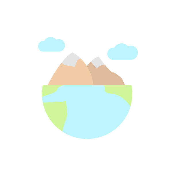 大地，高山，云的图标。简单的颜色向量元素地球日图标的用户界面和用户体验，网站或移动应用程序图片下载