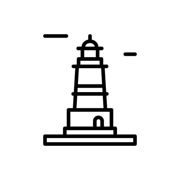 导航,灯塔图标。简单的线条，轮廓矢量元素的图标，用户界面和用户体验，网站或移动应用程序图片下载
