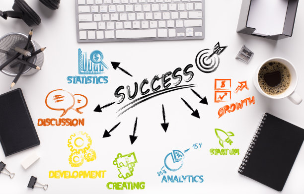 成功的示意图与文具桌上图片下载