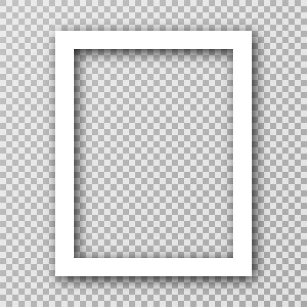 白色边框的社交媒体相框。空白相框模型与阴影效果和透明的背景。垂直的相框图片下载
