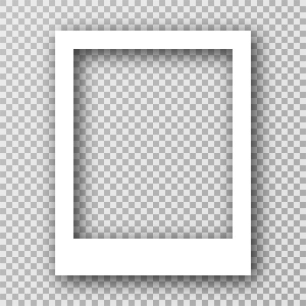 白色边框的社交媒体相框。空白相框模型与阴影效果和透明的背景。垂直的相框图片下载