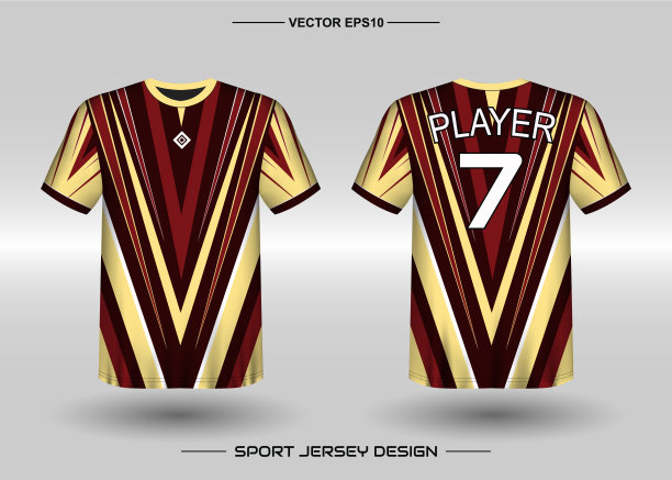 t恤运动矢量设计模板，足球俱乐部的足球球衣模型。前后视图一致。衣服男人成人。图片下载