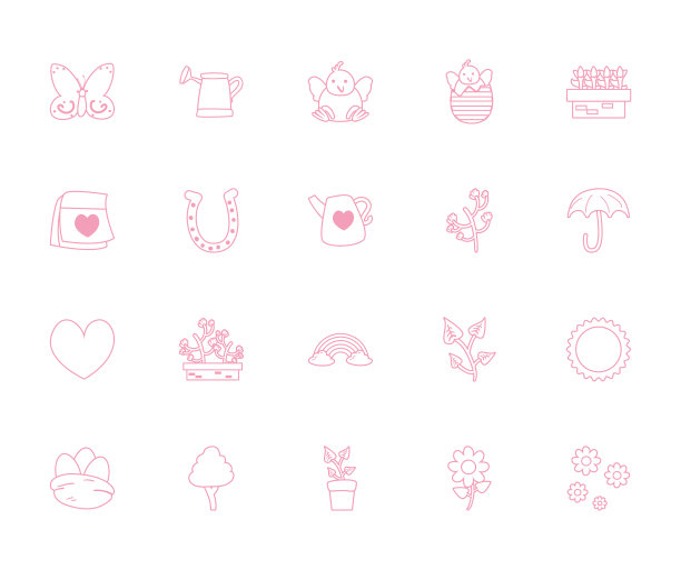 复活节快乐线风格图标集设计图片下载