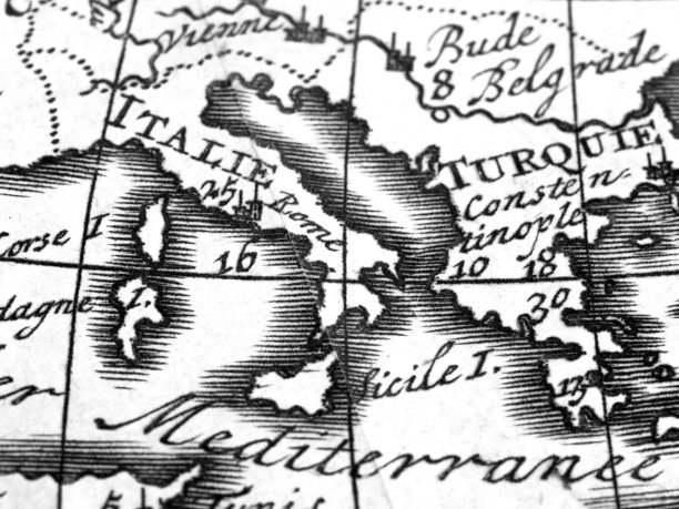 地中海附近的古老世界地图图片下载