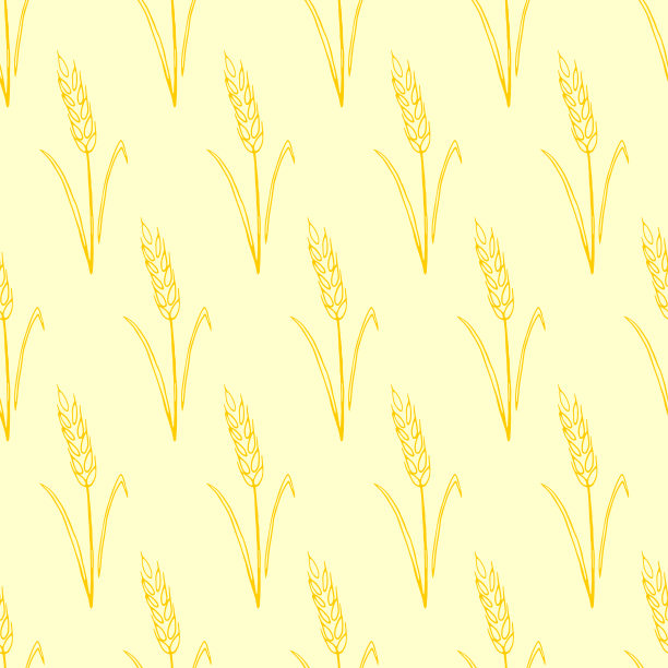 小麦小穗，载体无缝模式。用素描的方式画的轮廓。秋天的背景和纹理。设计面料、包装纸、包装主题围绕烘焙产品、面粉、丰收图片下载