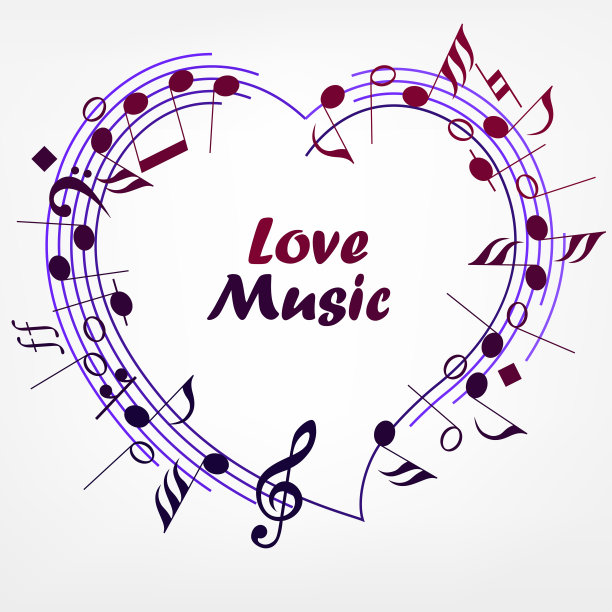 带有音乐符号的声波。笔记页矢量背景素材图片