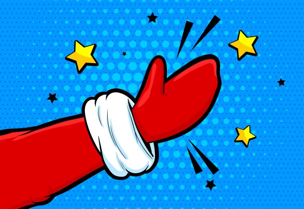 圣诞老人手戴手套流行艺术的复古风格图片下载