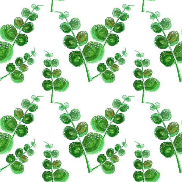 绿色的叶子和圆形的花瓣是用水粉画的。图片下载