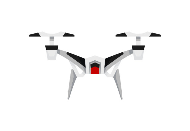 Quadrocopter无人机。空气嗡嗡盘旋。飞行器。无人驾驶飞机。现代喷气机，遥控四旋翼机。平面卡通风格的飞机相机图片下载