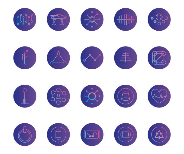 孤立的未来风格的渐变图标集图片下载
