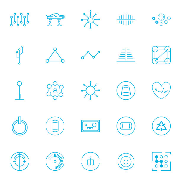 孤立的未来风格的线条图标集图片下载