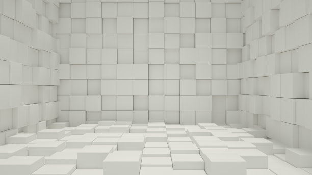 抽象的三维室内房间与立方体瓷砖图片下载