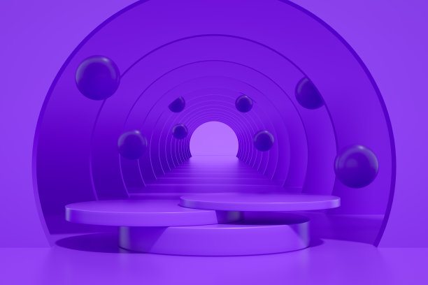 3D抽象隧道门，空产品站，平台，讲台图片下载
