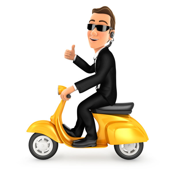 3d安全人员骑着摩托车，竖起大拇指图片下载