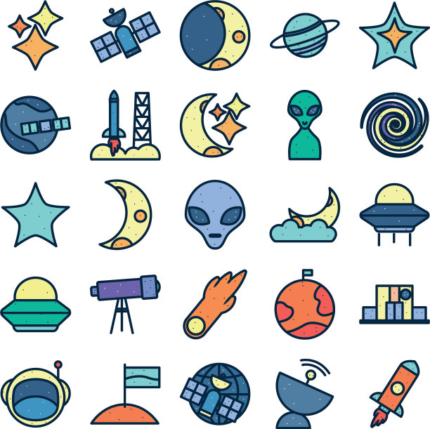 孤立的空白线填充样式图标集图片下载