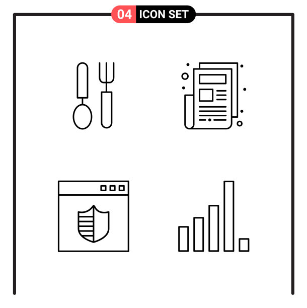 为网页和移动设置4个线条样式图标图片下载